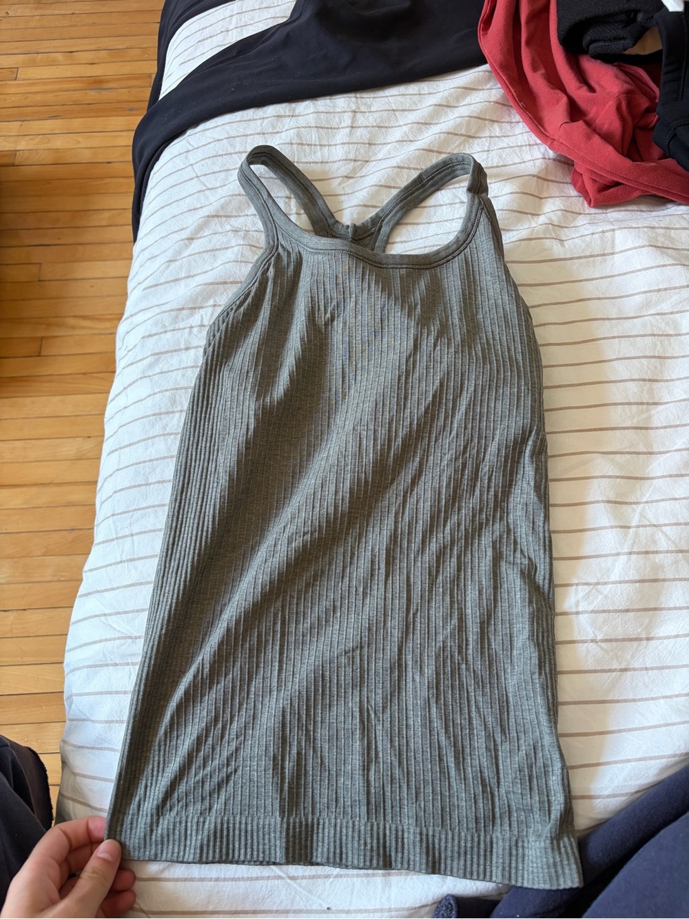 lululemon athletica Size 2 Ribbed Racerback Chemise in Greyish Olive Green